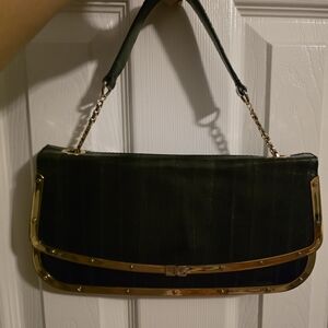 Dolce & Gabbana Green Shoulder Bag with Gold Trim